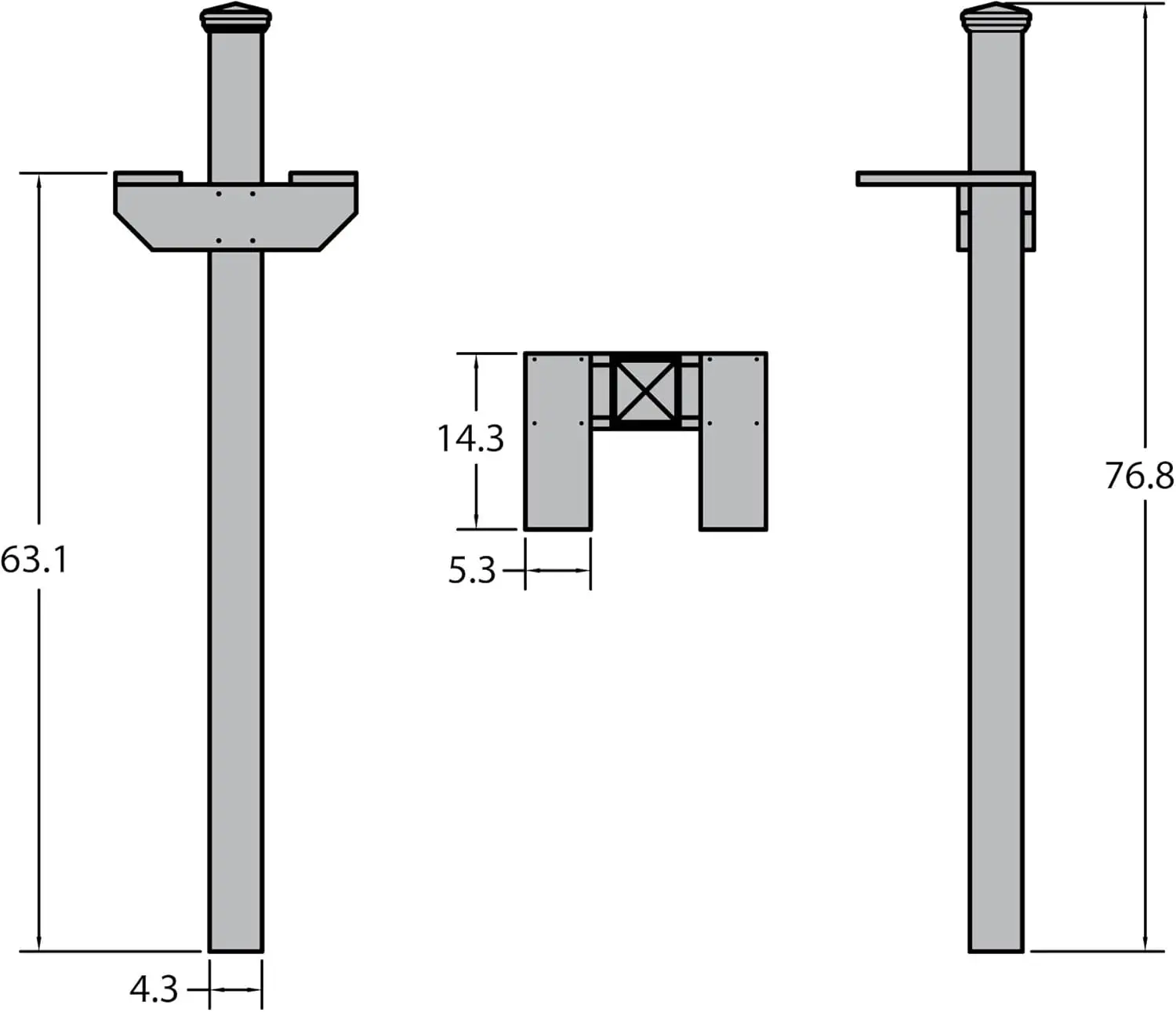 Hazelton Two-Sided Mailbox Post, Branco, AD-MLBX2-WHE