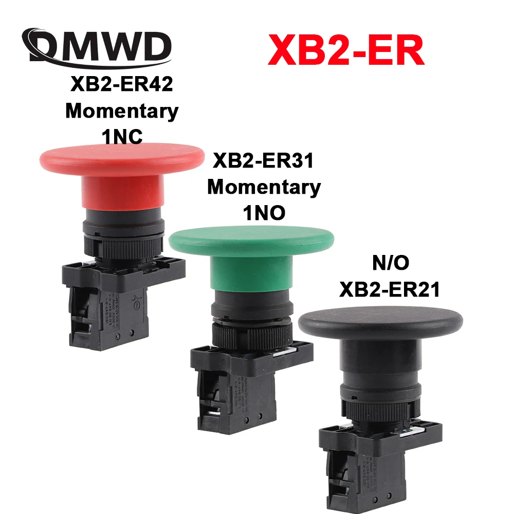 XB2-ER31 XB2-ER42 1NC/1NO mushroom head 60mm Momentary self-Reset push button switch red/green