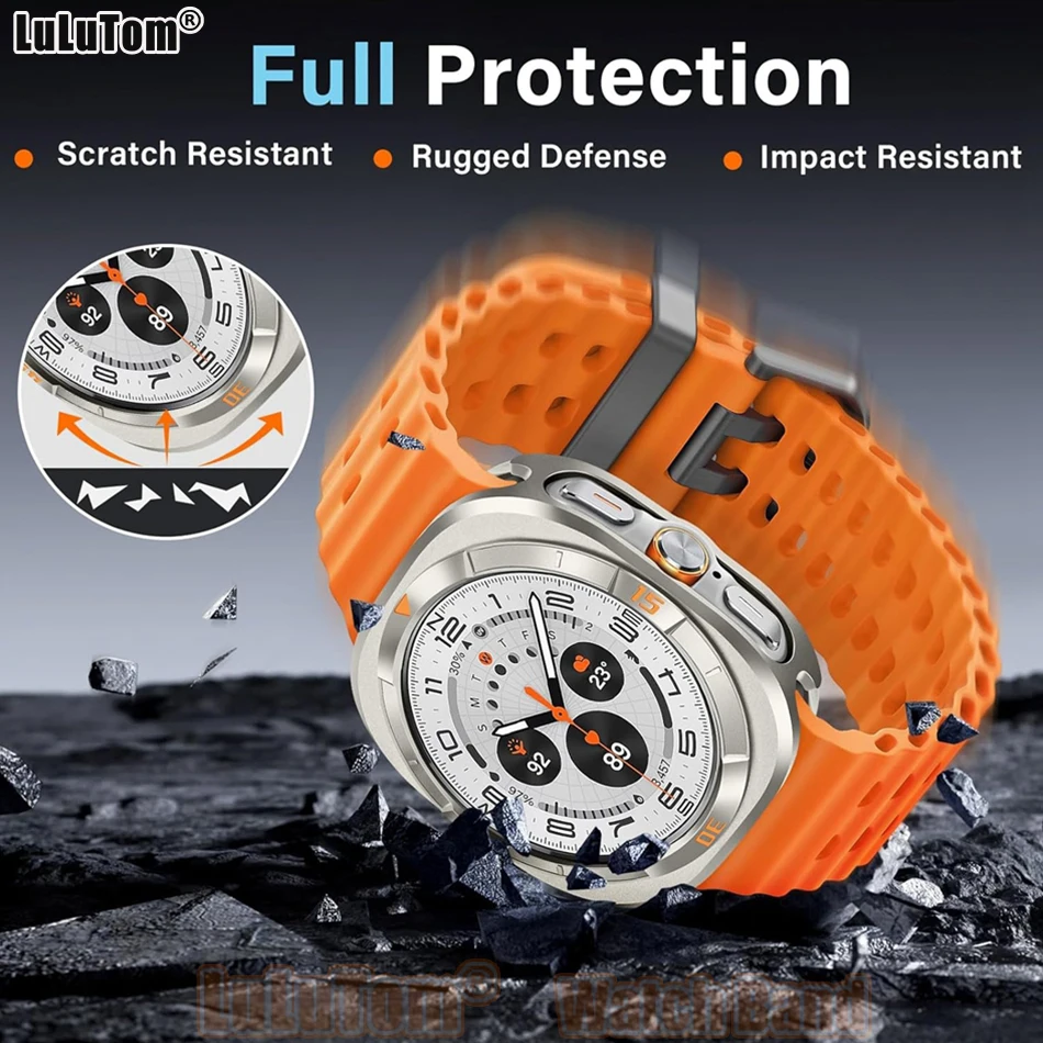 Numeric Metal Case for Samsung Galaxy Watch Ultra 2 47mm Rugged Back Cover Bumper Frame Protective Cover for Galaxy 7/8 Ultra