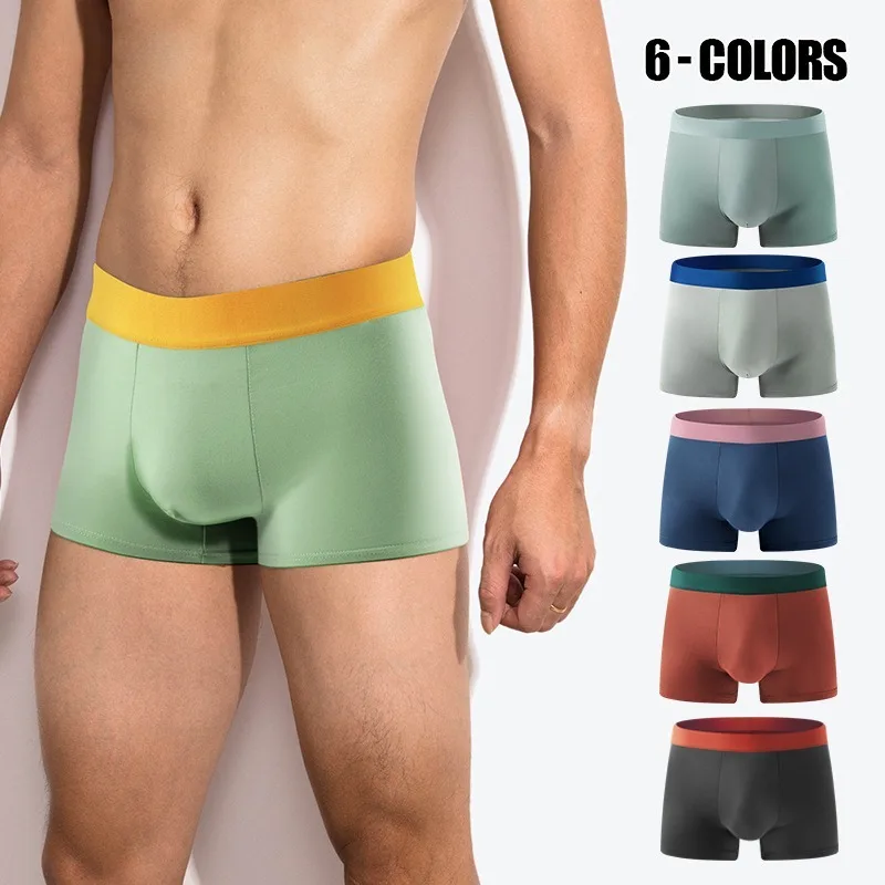 

6pcs Men's Breathable and Comfortable Flat Corner Shorts Solid Color Plus Size Flat Corner Shorts