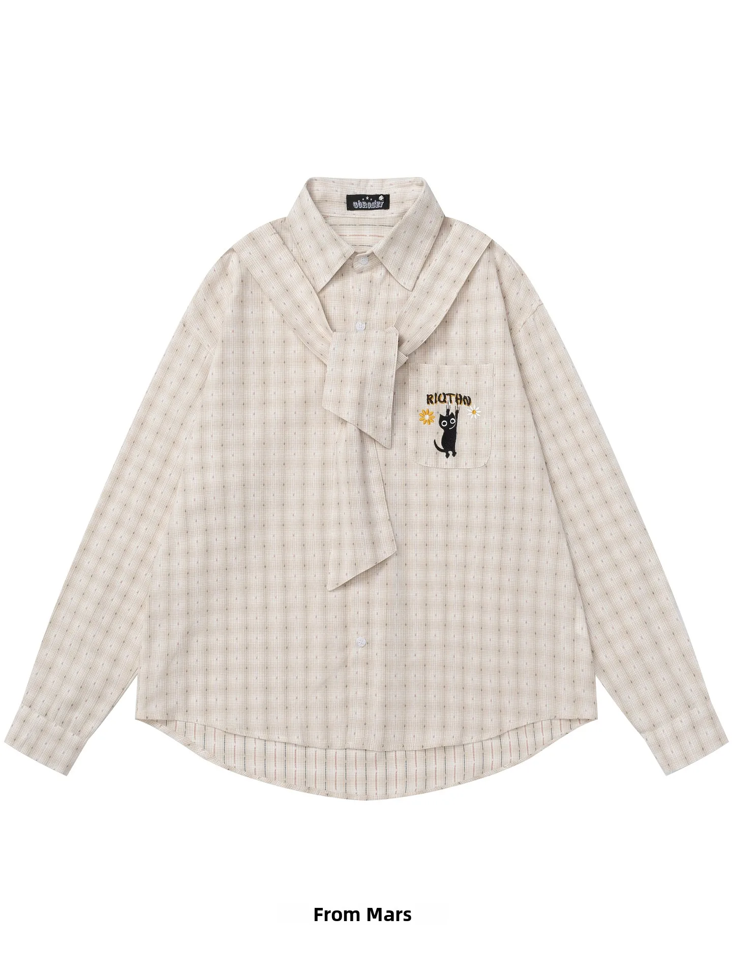 

Loose Long Sve Plaid irt Simple Casual Sle from Deep Sea Star Vintage irt Youthful Trend Spring Autumn Wear