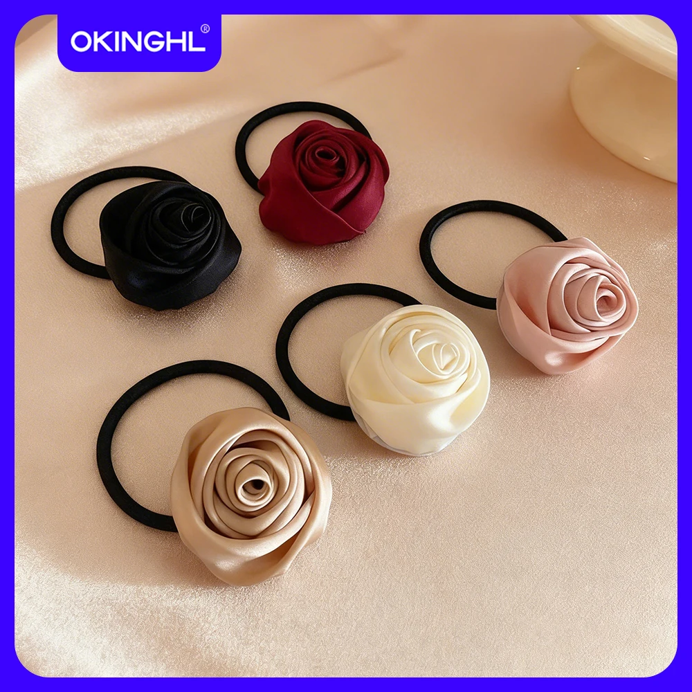

5 mixed colors Super Fairy Rose Hairband Ponytail Hairband Retro High-end Rubber Band for All Seasons