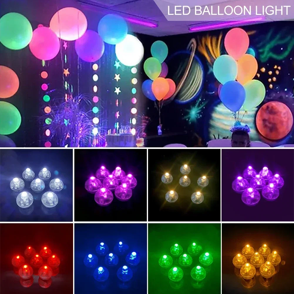 50Pcs/Bag Ball Light Lamp Glowing Round Ball Decorative Light Mini Colorful LED Balloon Light Transparent for Balloon Lantern