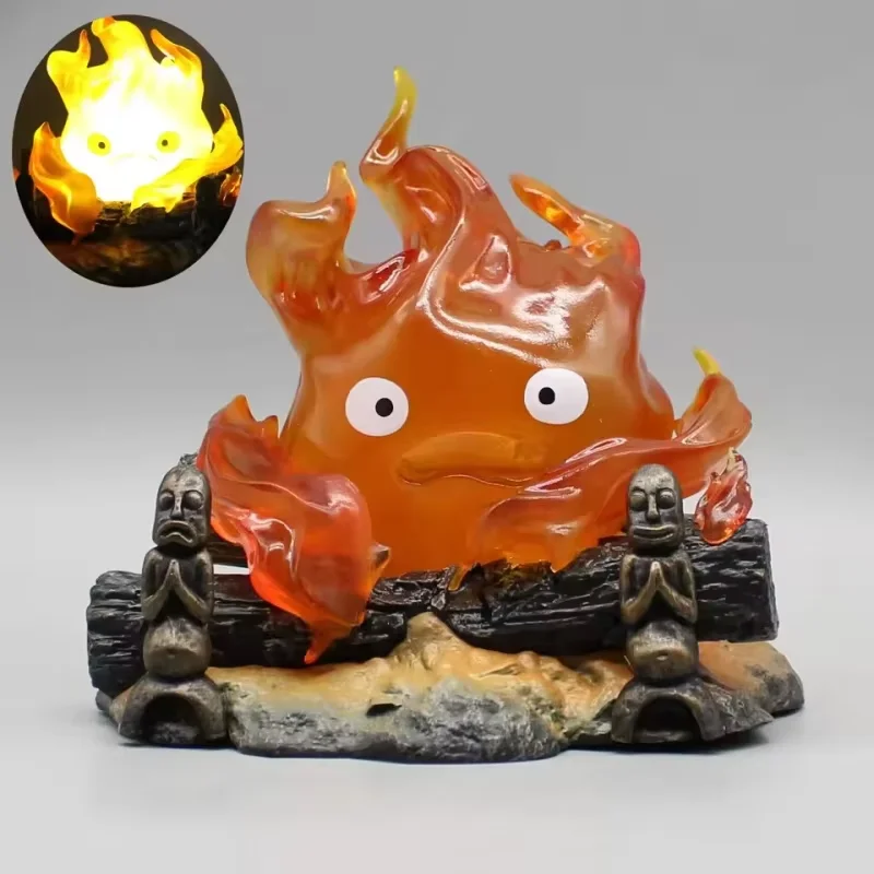 Calcifer veilleuse Anime figurine lampe respiratoire mignon flamme Calcifer lampe jouets Kawaii maison chambre décoration lampe de Table