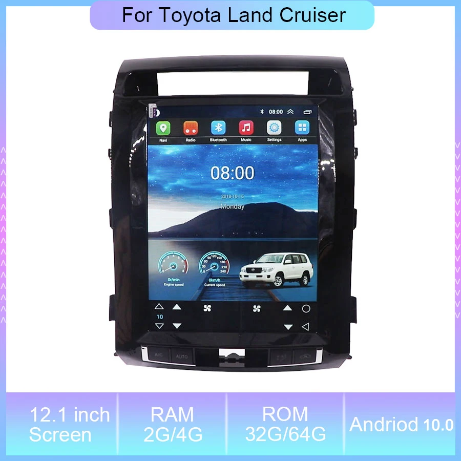 

12.1inch Android 10 Tesla For Toyota Land Cruiser 2008-2015 Radio GPS Navigation Video Auto Audio Navigation Headunit Screen