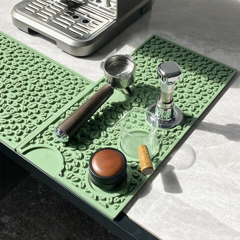 Coffee Machine Countertop Pad, Silicone Drain Pad, Coffee Utensils, Non-slip and High Temperature Resistant Bar Mat Powder Pad
