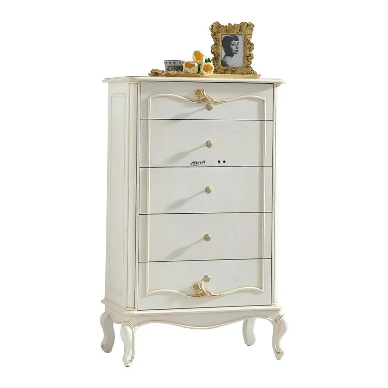 

C Pastoral Style European-Style Romantic Small Apartment Solid Wood Chest of Drawers Bedroom Storage Cabinet Locker