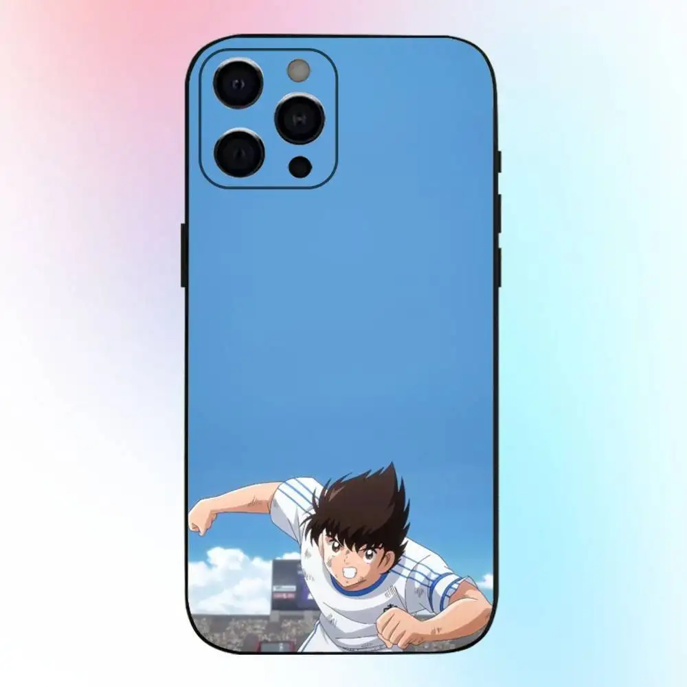 حافظة هاتف أنيمي C-captain T-tsubasa لهاتف iPhone17,16,15,14,13,12,11 Plus,Pro Max غطاء أسود ناعم #4