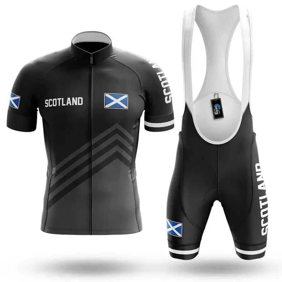 Powerband Scotland เสื้อเจอร์ซีย์นักปั่นแขนสั้นแห่งชาติชุดขี่จักรยานชุดฤดูร้อนชุด Ropa Ciclismo + เอี๊ยมกางเกงขาสั้น