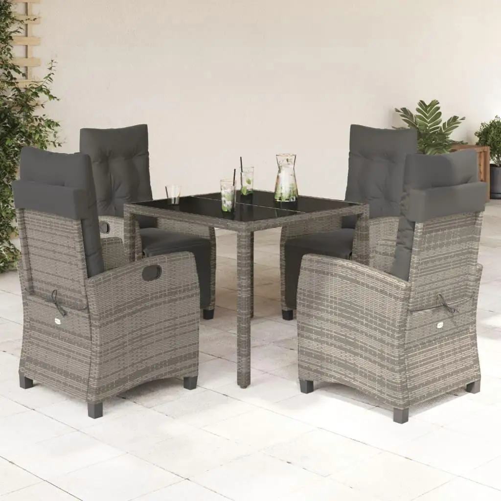 

Stylish Grey Dark Grey Garden Dining Set Outdoor Furniture Modern Patio Table and Chairs