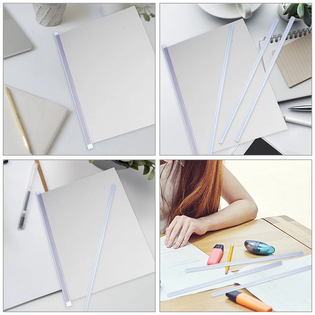 

30pcs Bookbinding Slide Binder Plastic Binding Bars Clamp Lock Folder Organizer School Office Clear ABS File Folder