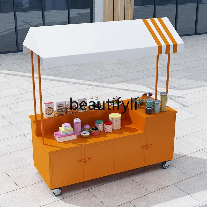 

Night Market Mobile Flower Cart Promotion Outdoor Stall Commercial Push Cart Special Street Food Cart