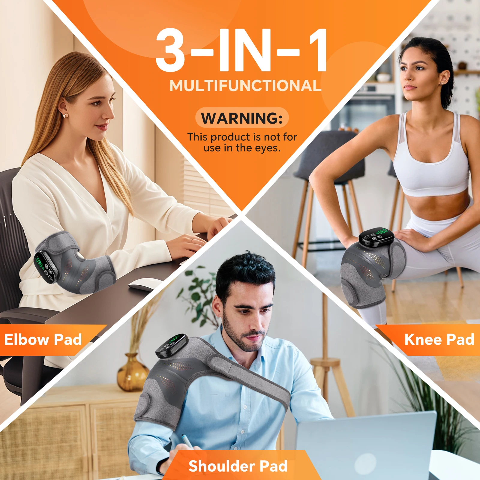 لاسلكي 660nm 850nm بالقرب من الأشعة تحت الحمراء الاهتزاز تدليك الكوع الكتف منصات الركبة مع العلاج بالضوء الأحمر مع مدلك الركبة الساخن #3