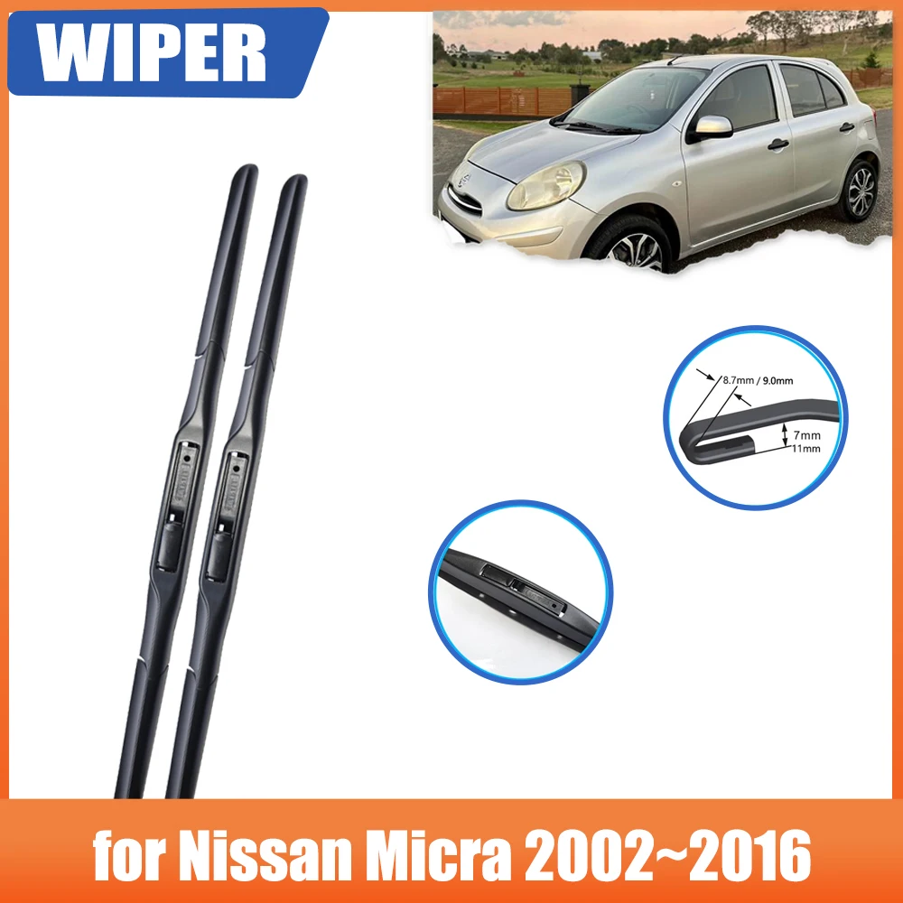 

2x for Nissan Micra March K12 K13 2002~2016 2014 2013 2008 Accessorie Front Windscreen Window Wipers Blades Winter Brushes Clean