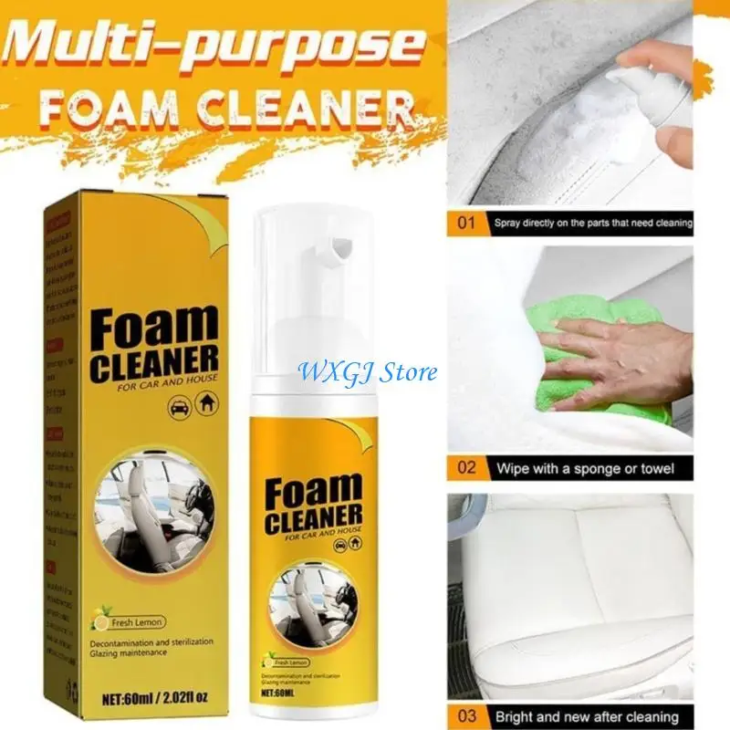 37JE 100Ml Car Interior Foam Cleaner With Sponge And Cloth For Leather Dashboard Deep Cleaning Upholstery Cleaner