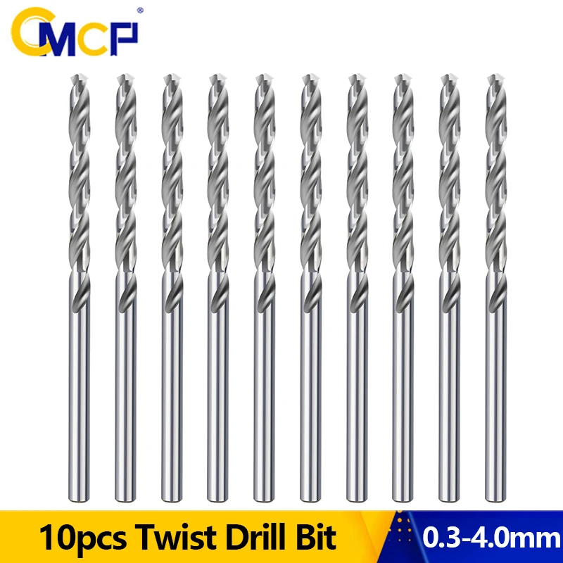 CMCP 10pcs Twist Drill Bits 0.3-4.0mm HSS Drill Bit Set Straight Shank Micro Mini Twist Drill Bit Wood Tools for Electric Drills