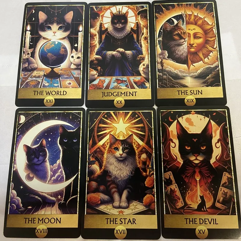 Cute Cat Tarot Cards A 78 Card Deck English Version Board Games Cards Divination Edition Fortune Telling Playing Games