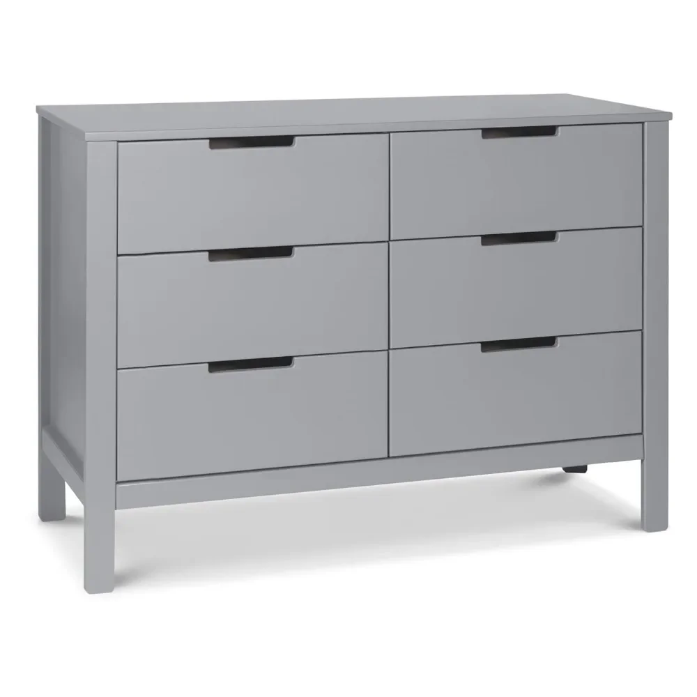 6-Drawer Double Dresser, Gray,Accommodate All Cute Baby Clothes, Blankets