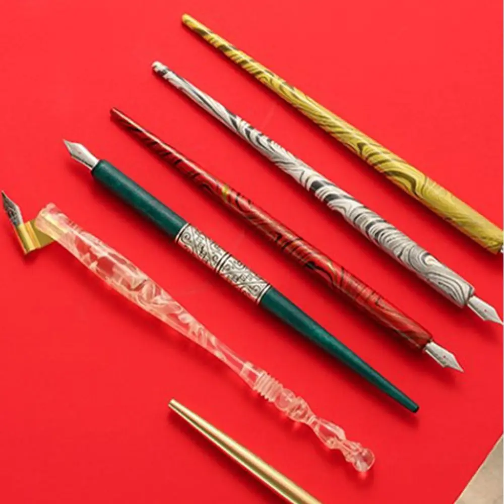 

Portable Calligraphy Dip Pen Kit Stainless Steel Comic Dip Pen With Holder Students Business Signature Pens Office Accessories