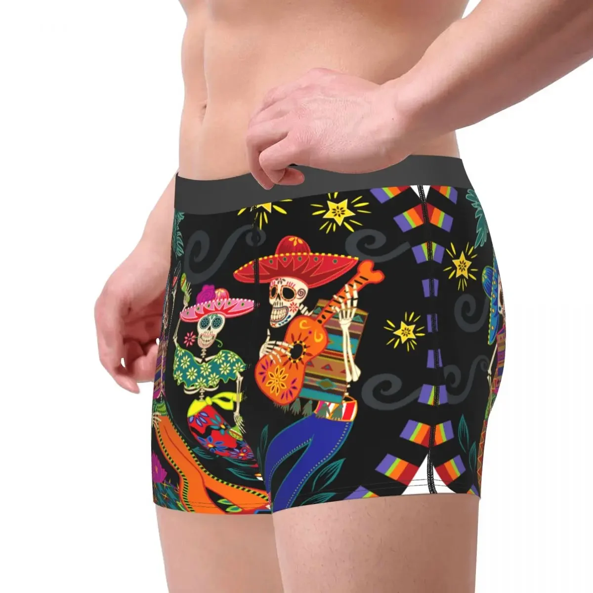 Bóxer Sexy para hombre, ropa interior de fiesta del Día de los muertos, calzoncillos cortos con bolsa