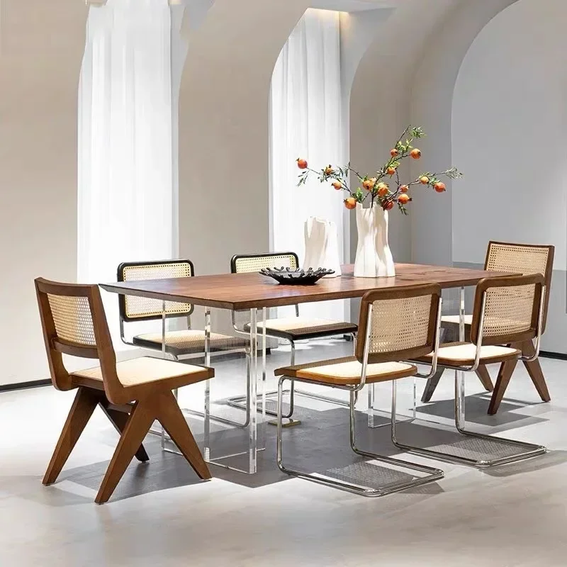 AA Italian Minimalist Suspension Dining Table Long Table Designer Solid Wood Conference Table Large Board Long Bar Reception