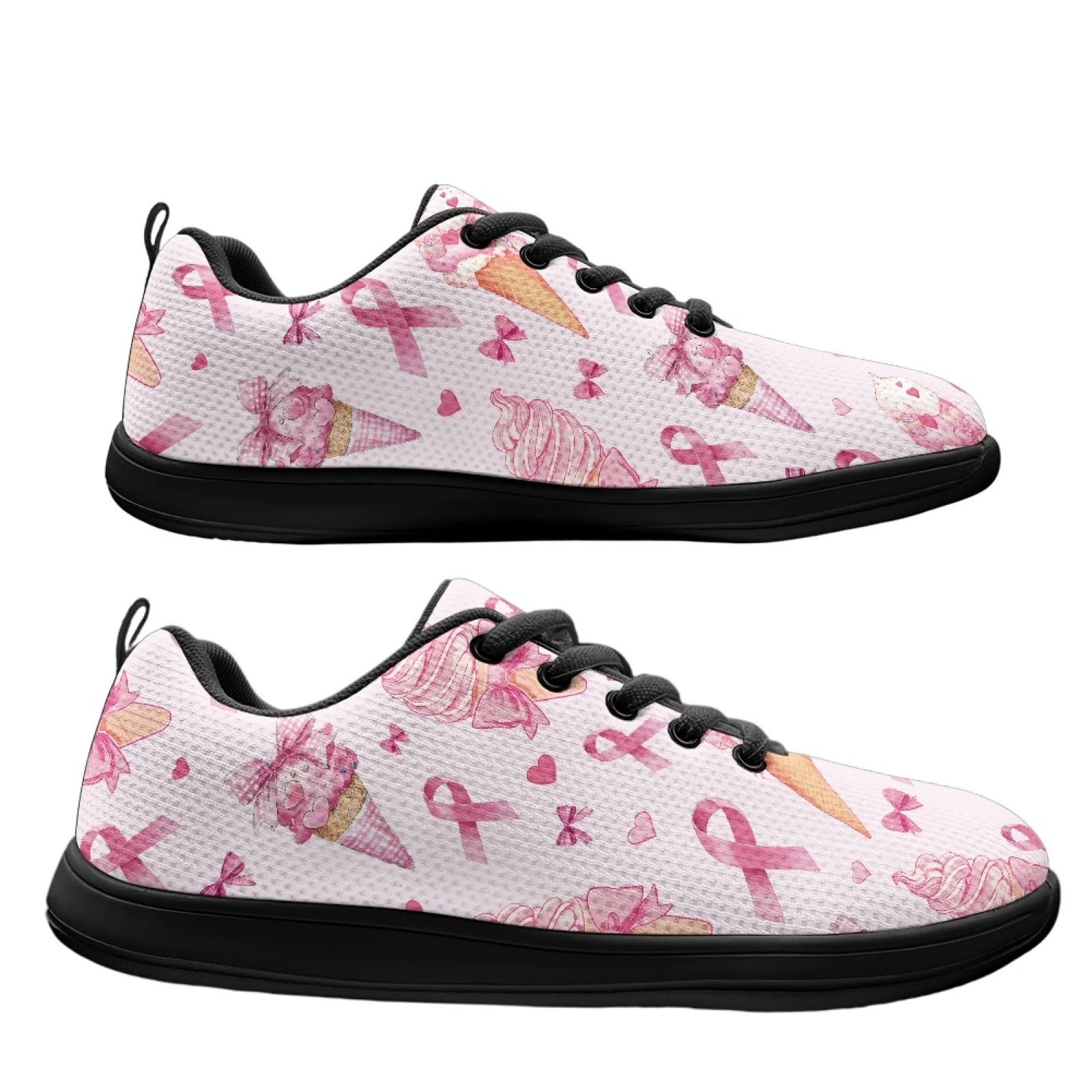 PENSTROLL Ice Cream Bow Print Breathable Athletic Sneakers for Men's Mesh & EVA Barefoot Sneakers Barefoot Shoes