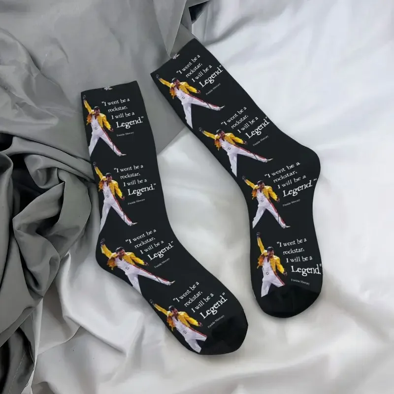 Y2K rock legend Freddie Mercury Men Women crew unisex fashion 3D printed British singer dress socks