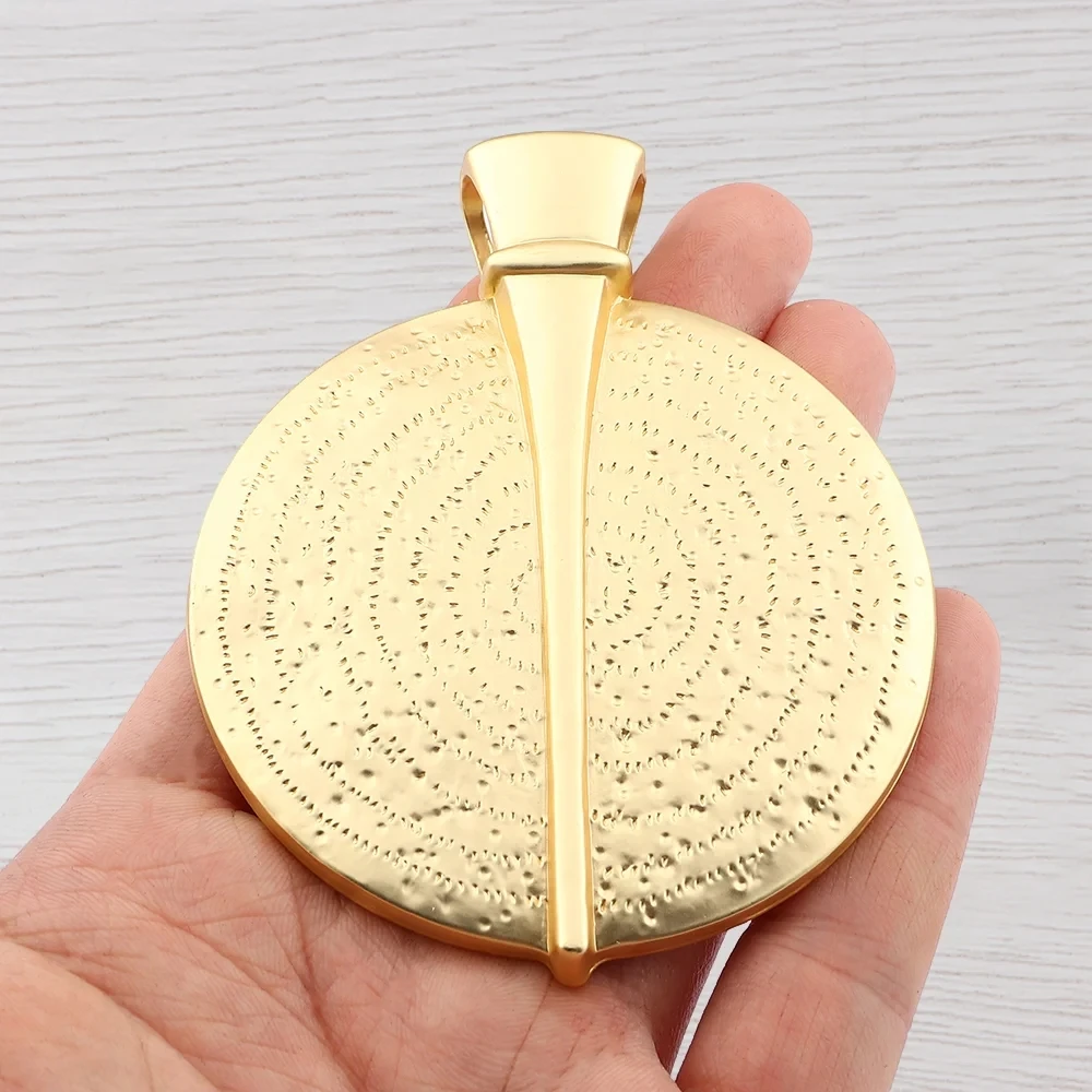 1 x Matowe złoto/srebro Boho Duży okrągły medalion Charms Wisiorki do naszyjników Akcesoria do tworzenia biżuterii 84x67mm