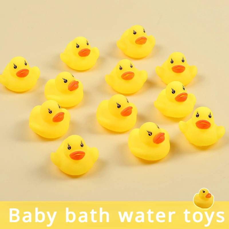 Mini pato amarelo para banho de bebê, brinquedo bonito com som squeeze, presente de aniversário, chá de bebê, 10pcs