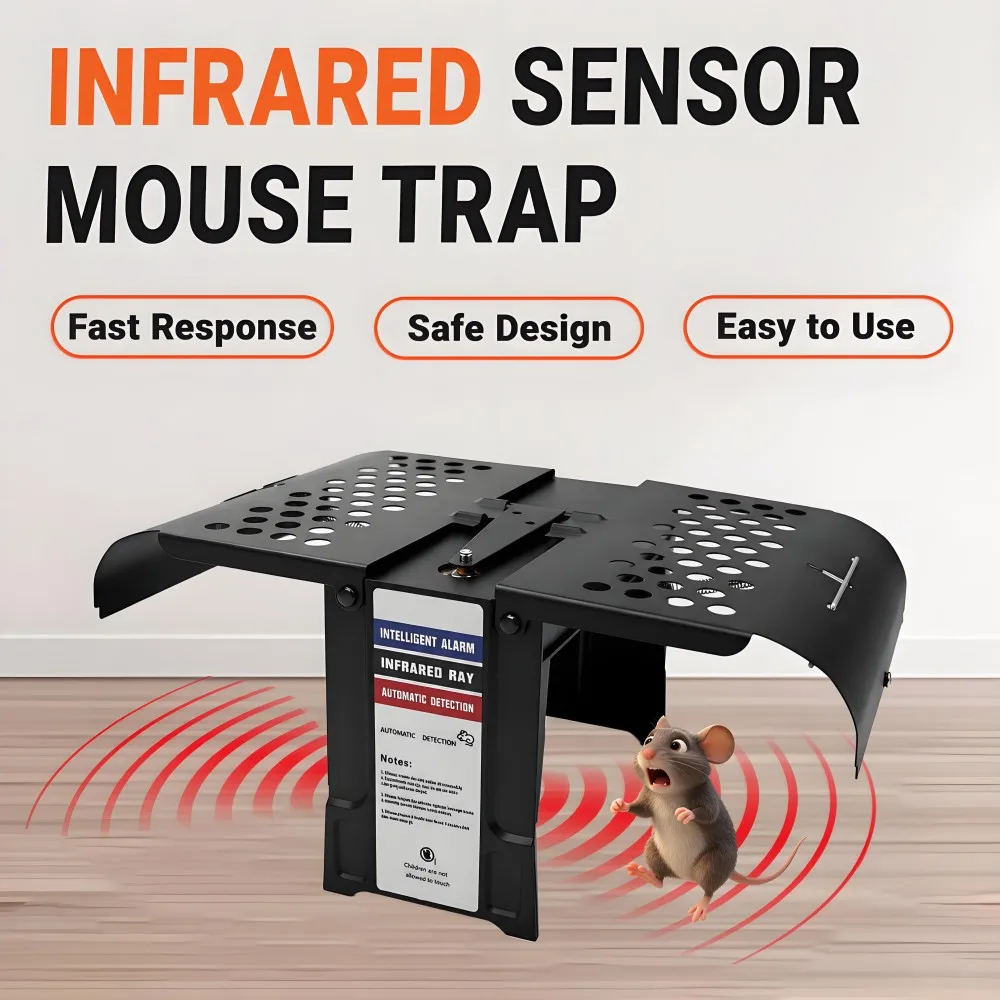 Smart Infrared Mouse Trap, USB Rechargeable Automatic Animal Cage, Reusable Live Catch Trap for Mice, Rats, Birds & Small Animal