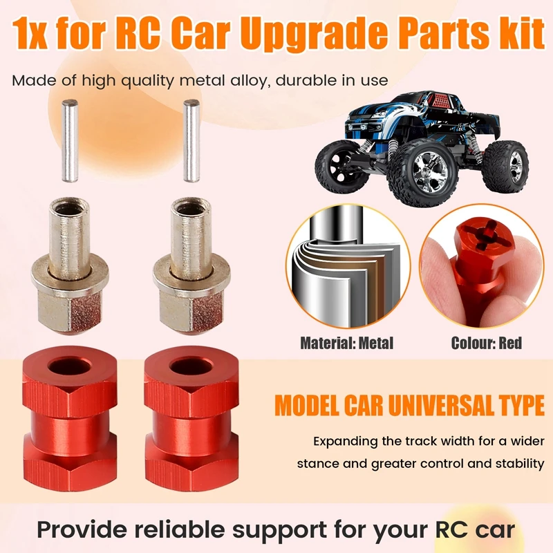 알루미늄 12mm 육각 휠 허브 드라이브 어댑터 익스텐션 결합기 커플러, 1/10 RC 자동차 크롤러 SCX10 D90 용, 4 개