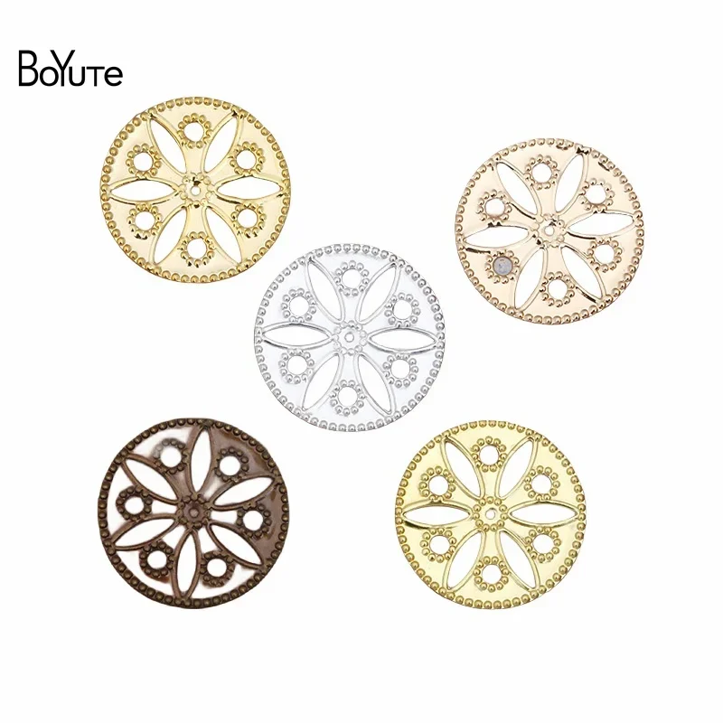 

BoYuTe (100 Pieces/Lot) 20MM Round Flower Plate Findings Metal Brass DIY Retro Handmade Materials