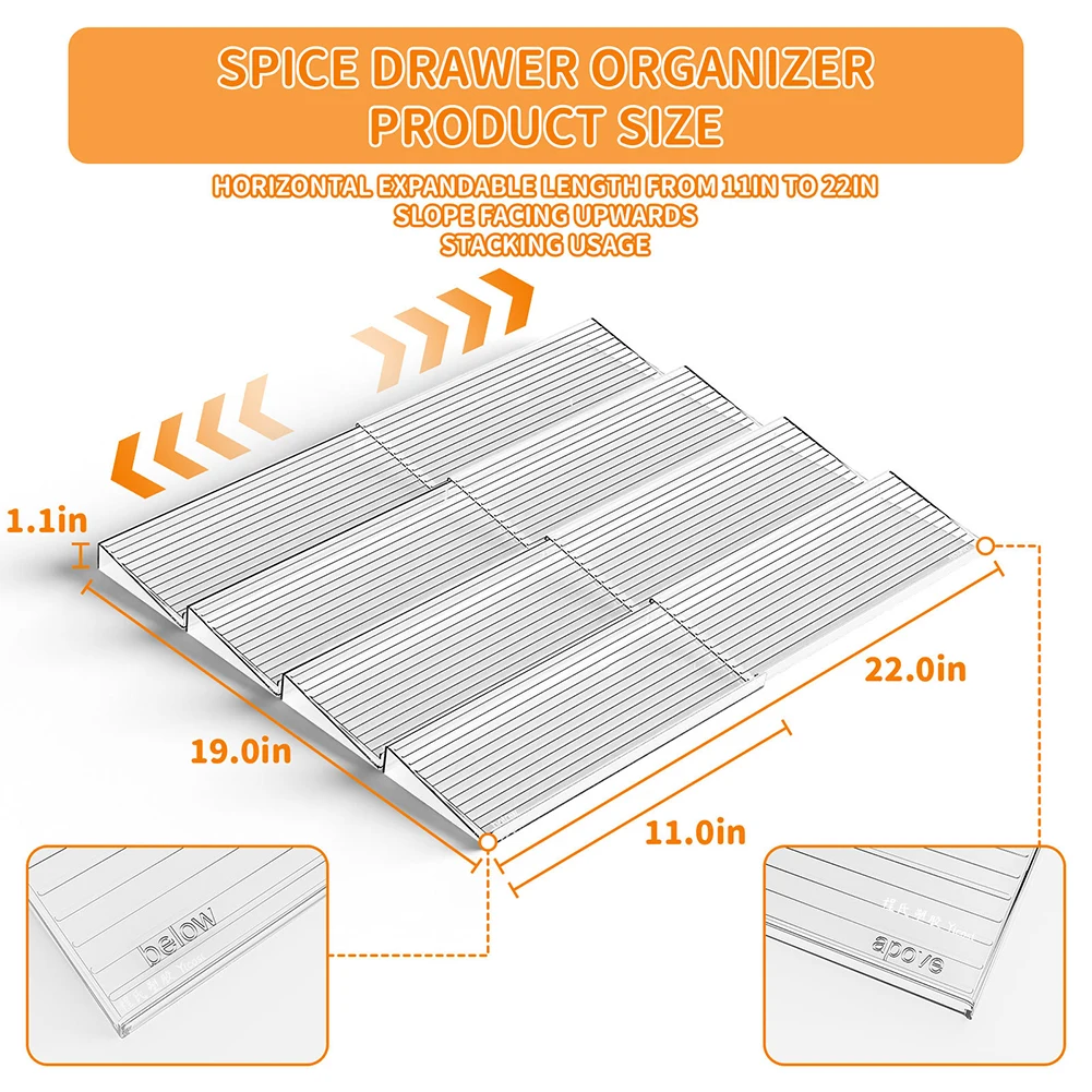 4/8PCS Clear Plastic Tiered Spice Rack Organizer For Kitchen Storage Perfect For Spices Skincare And Small Accessories