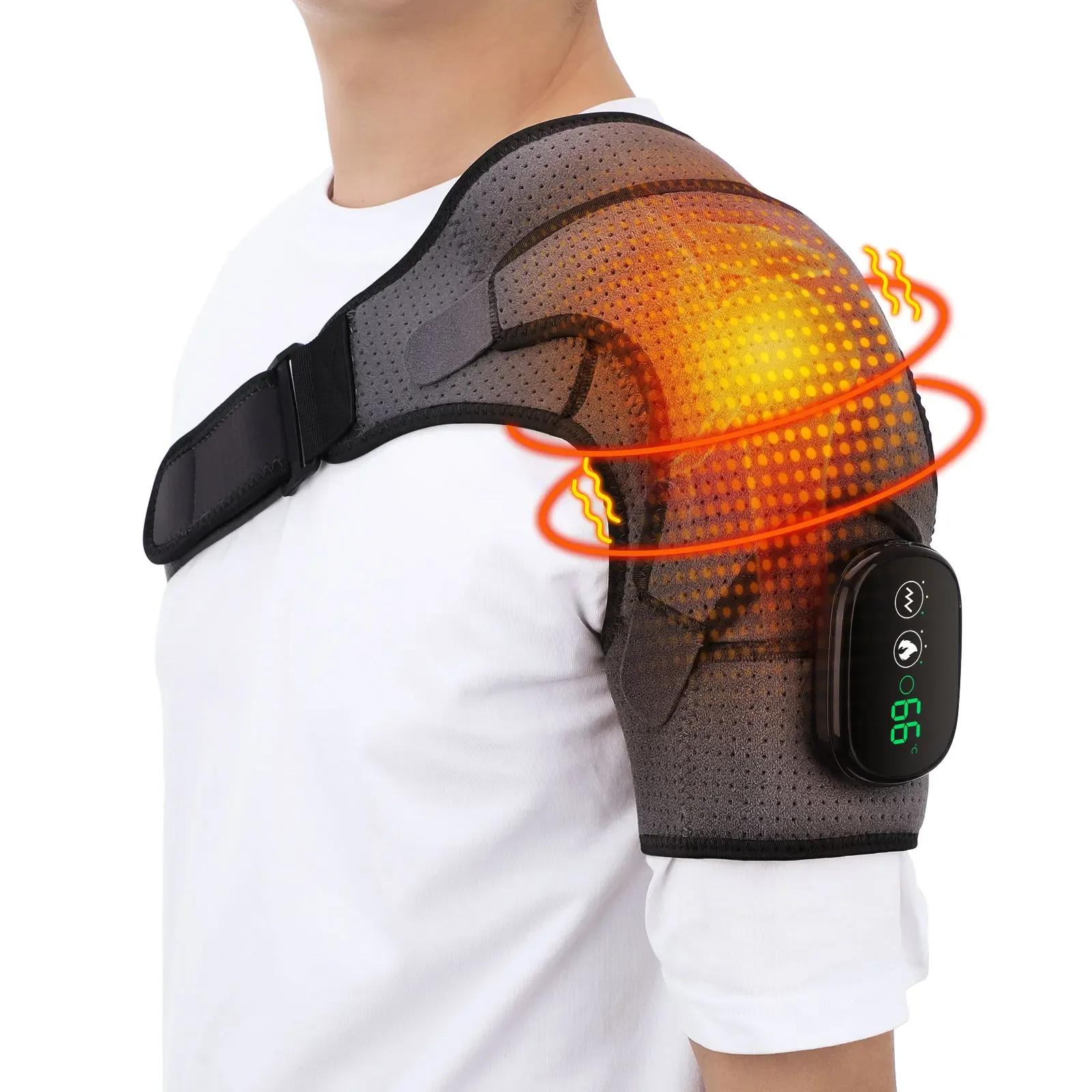 

Electric Heating Shoulder Massage Heated Back Shoulder Brace Adjustable Heating Shoulder Massage Belt For Arm Muscle Relaxation