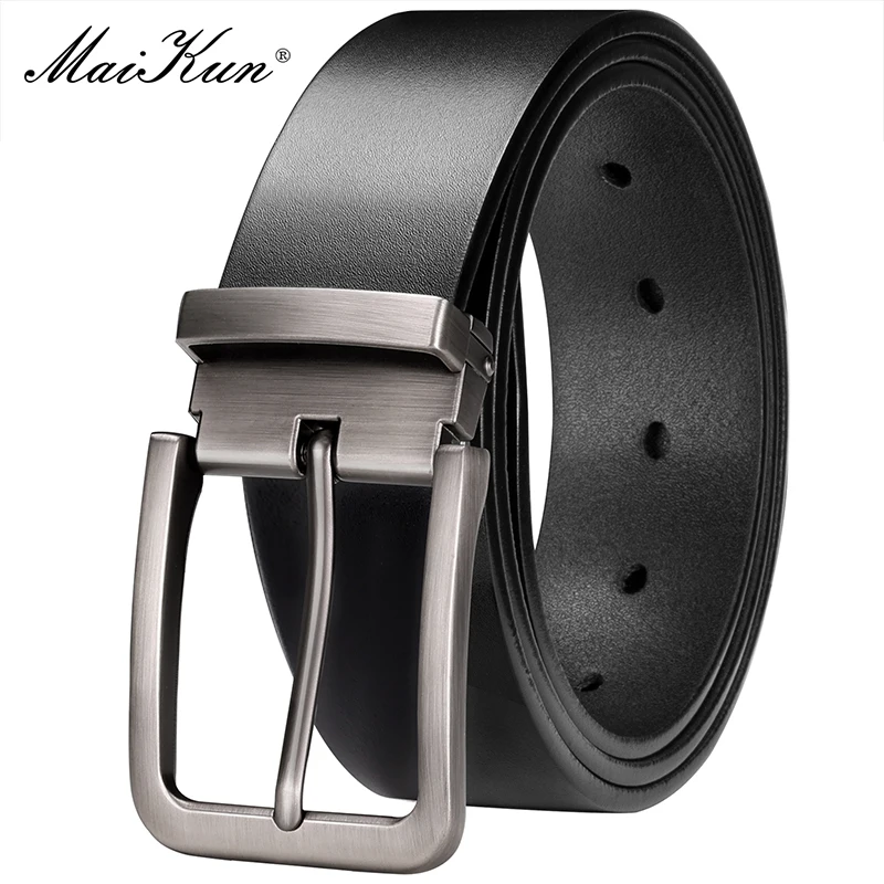 Maikun Prawdziwy skórzany pasek męski Duży rozmiar Casualowy pasek Alloy Pin Buckle Business Suit Belt Prezent na Dzień Ojca