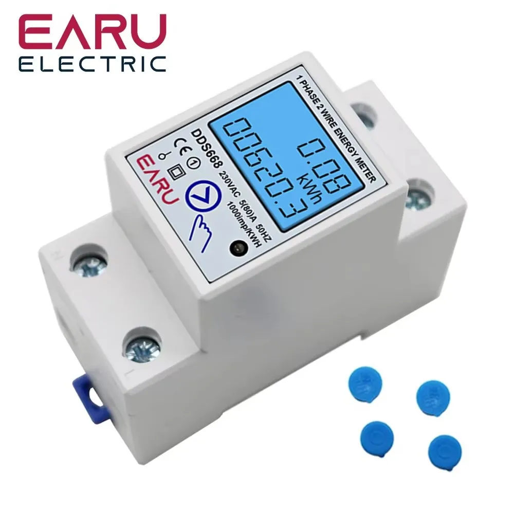 Din Rail Lcd display Reset Zero Voltmeter Ammeter Wattmeter Power Comsumption Meter Energy Meter Power Factor Electric Monitor