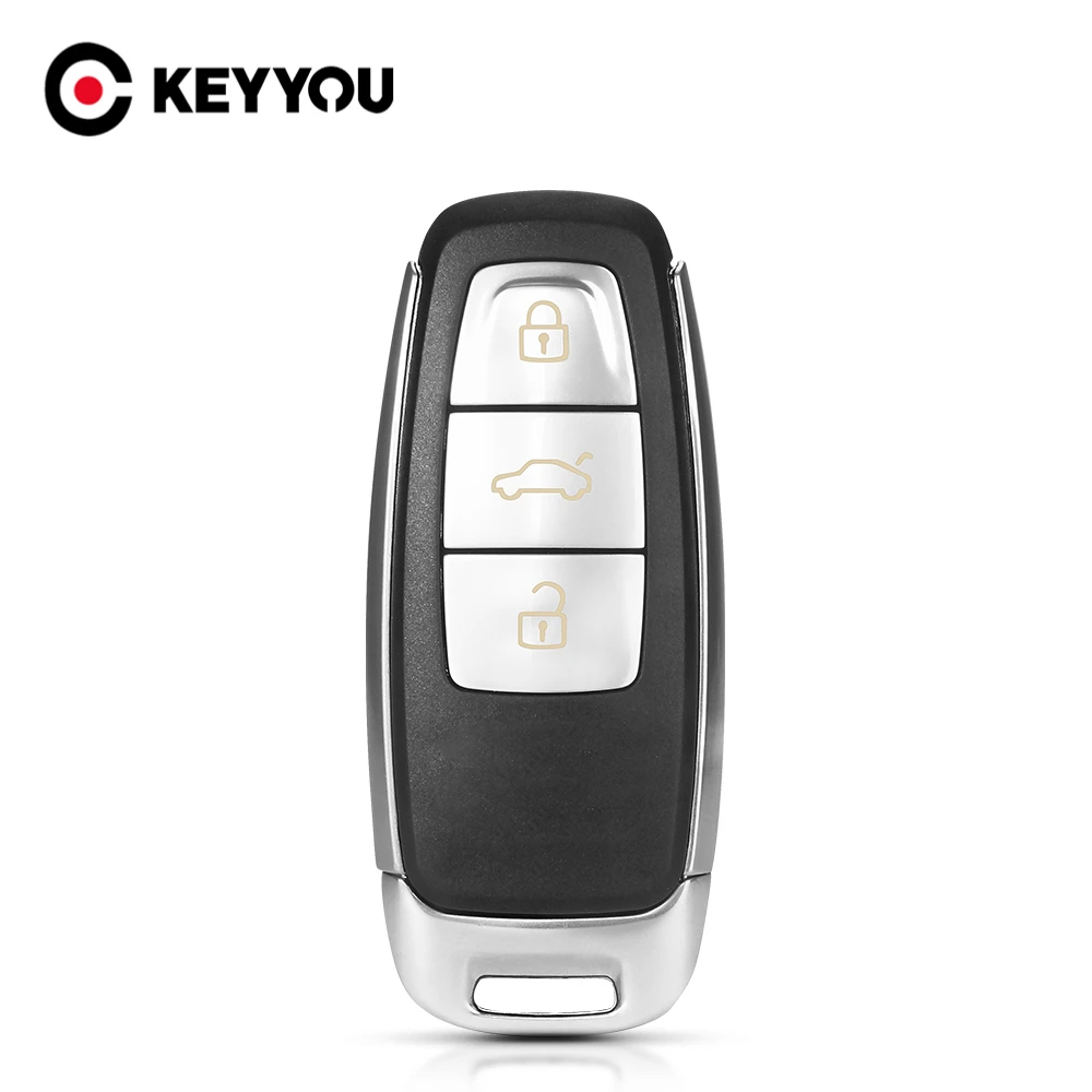 KEYYOU Car Key Shell For Audi A1 A2 A3 A4 A4L C8 A5 A6 A6L A7 A8 A8L Q8 2017 2018 2019 2020 Replacement 3 Buttons Housing Cover