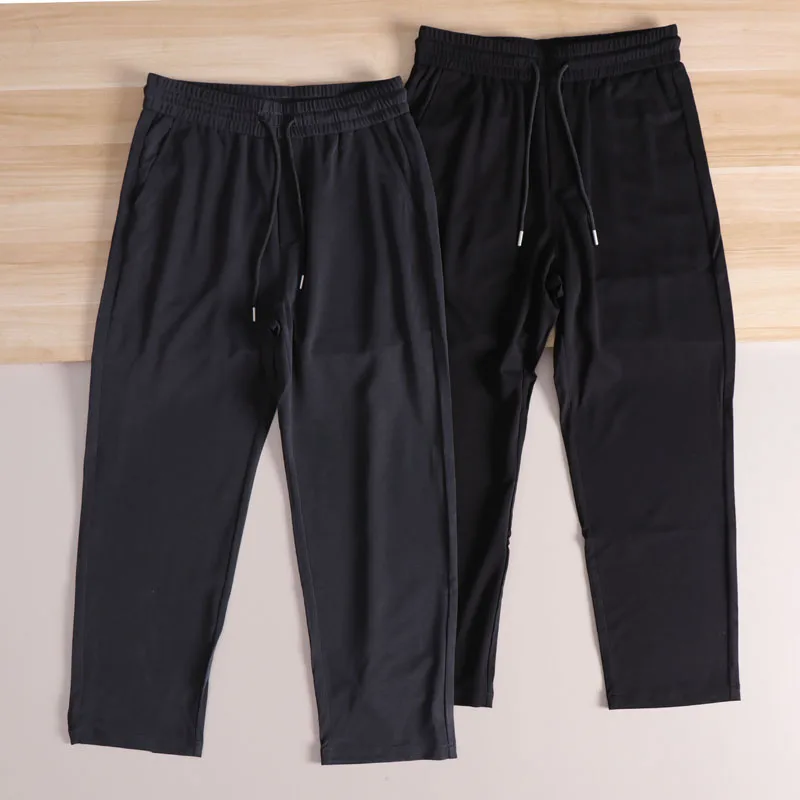 

Comfortable Skin-Friendly Elastic Waist Straight Leg Casual Pants for Men Autumn Season Pure Color Versatile Loose Fit