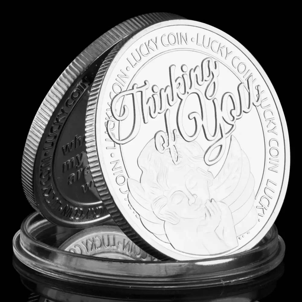 عملات معدنية قابلة للجمع من Thinking of You مطلية بالذهب شكرًا على شكل عملة محظوظة هدية مهرجان ديكور المنزل