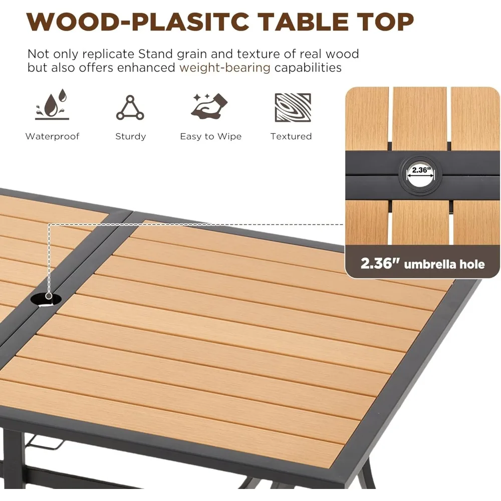 5/7/9-Piece All-Weather Rattan Patio Dining Set with 60
