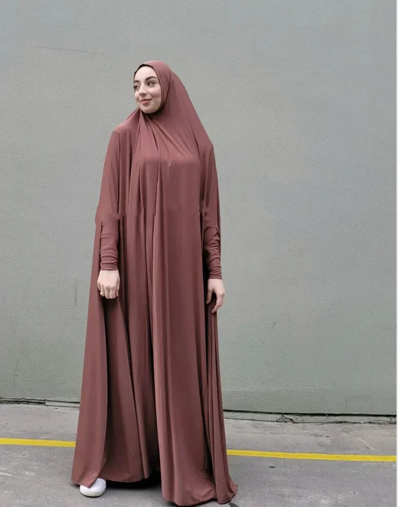 Jilbab One Piece Long Khimar Hooded Abaya Islam Ramadan Eid Muslim Women Sewn Scarf Prayer Dress Dubai Turkey Modest Djellaba