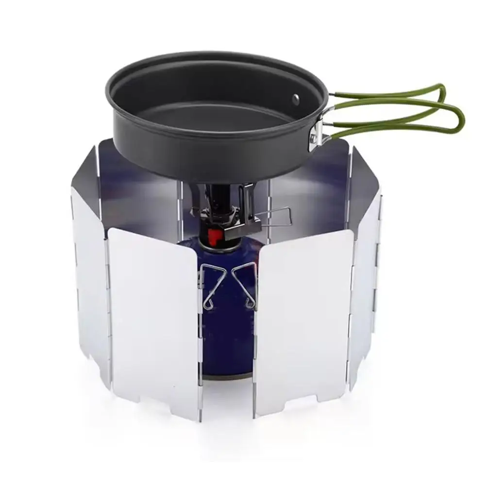 Tragbarer Klappbarer Windschutz aus Aluminiumlegierung für Campingkocher, Outdoor-Kochen, Wandern, Picknick, Effizienter Windschutz, Kompakt – Detail 3