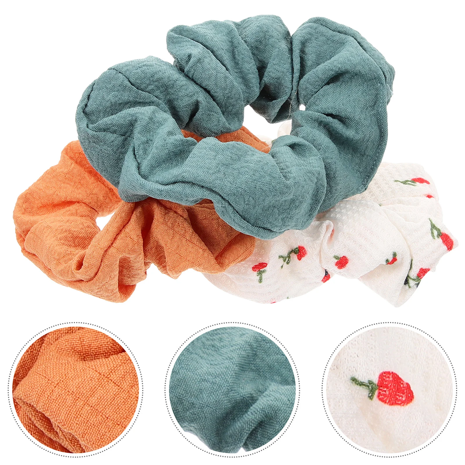 

3 Pcs Hair Ring Cherry Rope Tie Ponytail Bands Fabric Elastics Lady Accessories Ropes