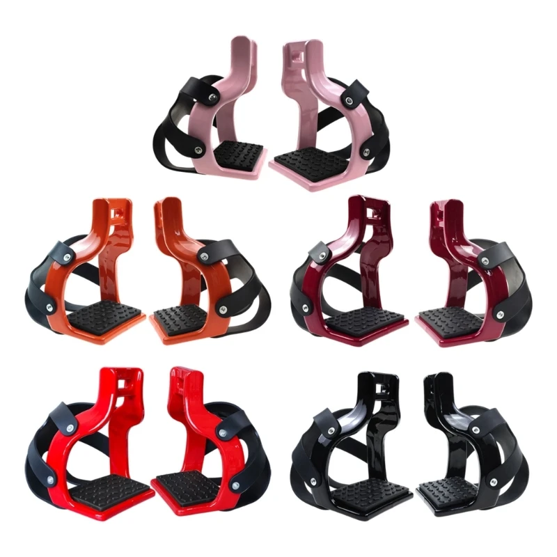Caged Horse Stirrups for Mounted Use, Carbon-Fiber-Reinforced Nylon 66 Pair with Textured Rubber Treads and Front Cages 69HD