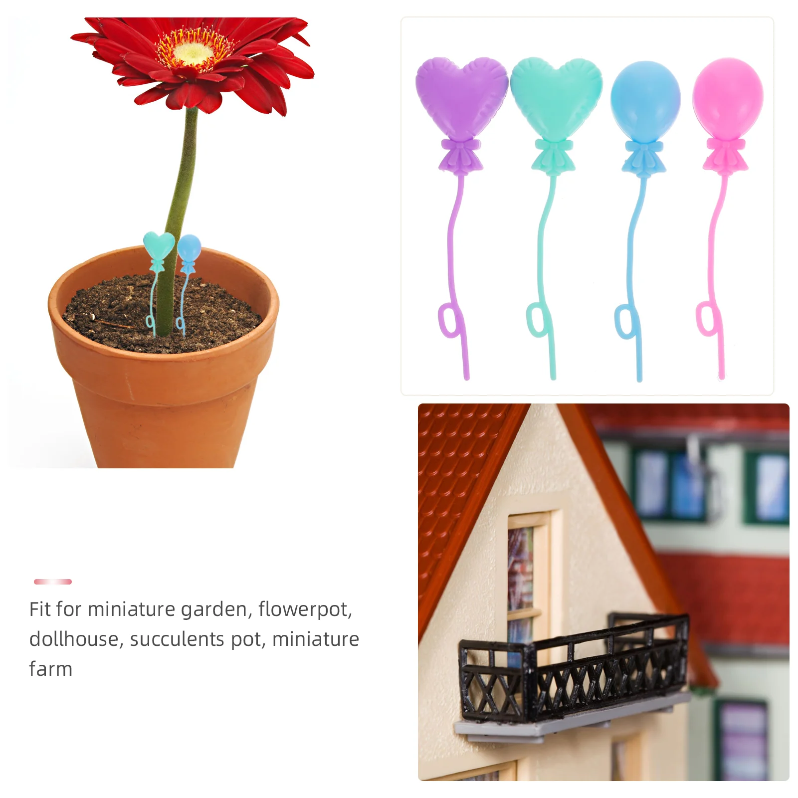 20 Pcs Dollhouse Balloon Balloons Dollhouses Multicolor DIY Decors Fairy Garden Plastic Miniature Toy