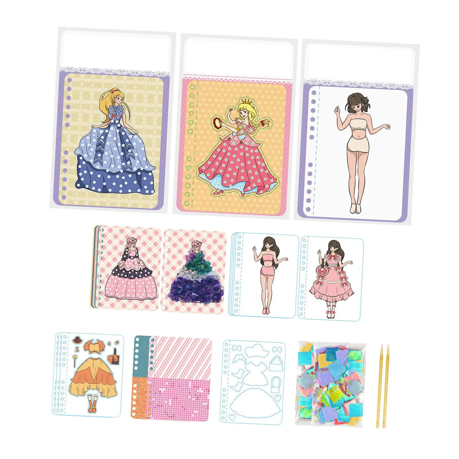 Sticker Activity Books Set Creativity Girls Toys Fashion Activities Princess Change Costume Stickers for Birthday Gift Children