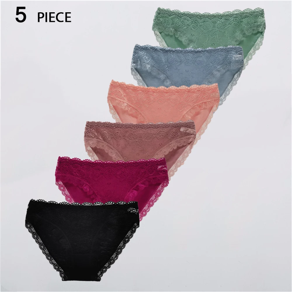 

5 Pcs/Set Women's Cotton Panties Briefs Everyday Underwear Lingerie Knickers for Ladies Girls Comfortable Feminine Hygiene