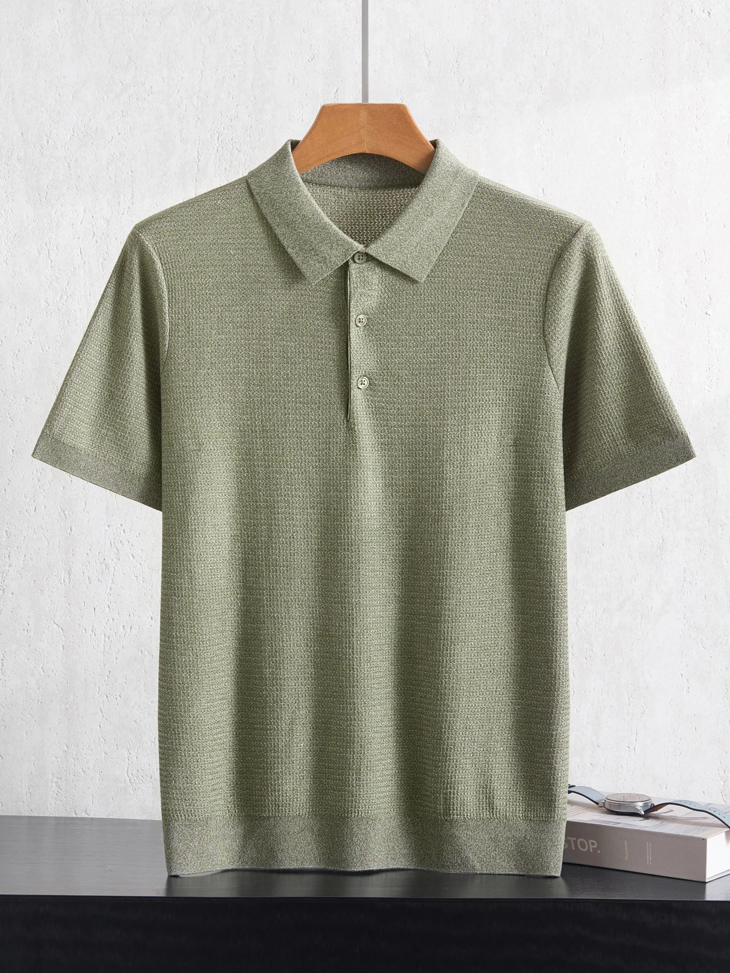 Summer 100% Lyocell Polo Shirts High Quality Men T-Shirt Short Sleeve Colored Wool Knitted T-Shirts Casual Business POLOS Tops