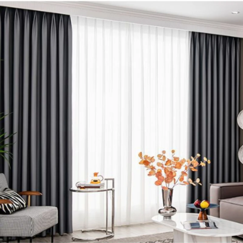 Modern Minimalist Blackout Living Room Curtain Light Luxury Soundproof Bedroom Curtains Resistant To Dirt and Sunscreen Drapes