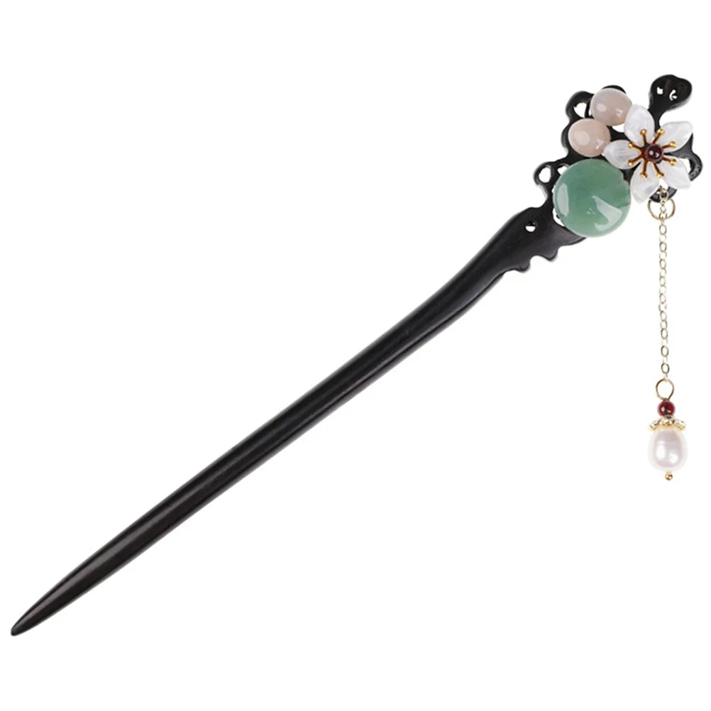 

Pearl Sticks Long Hair Bun Styling Women Accessories Retro Floral Tassel Decor Smooth Edge Easy Use Hair Fork